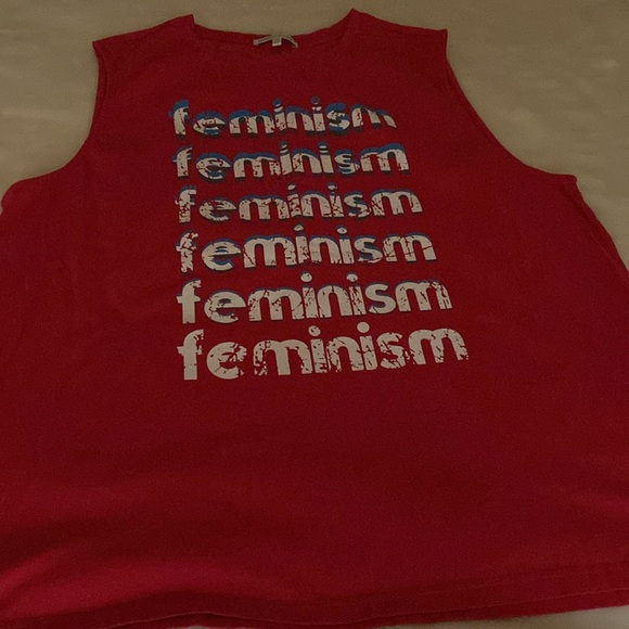 NWOT REBECCA MINKOFF “Feminism” Red Muscle Tee Size XXL - Picture 11 of 14